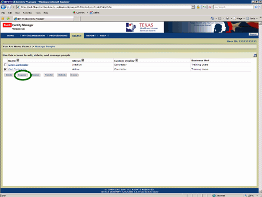 Screenshot of the Manage People page